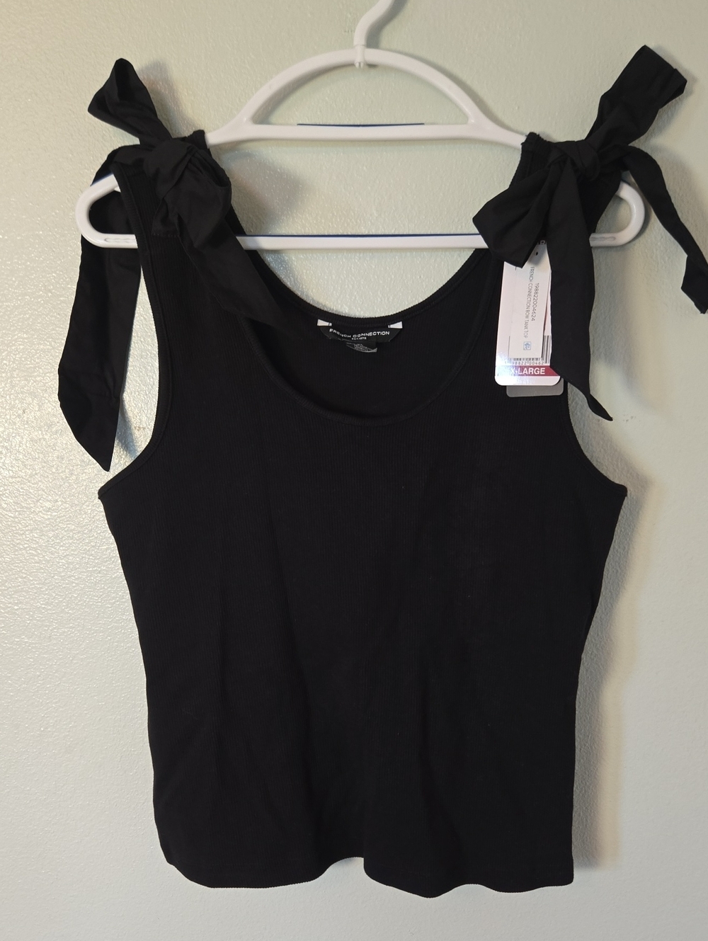 French Connection | NWT Black Bow Ribbed Tank Size XL